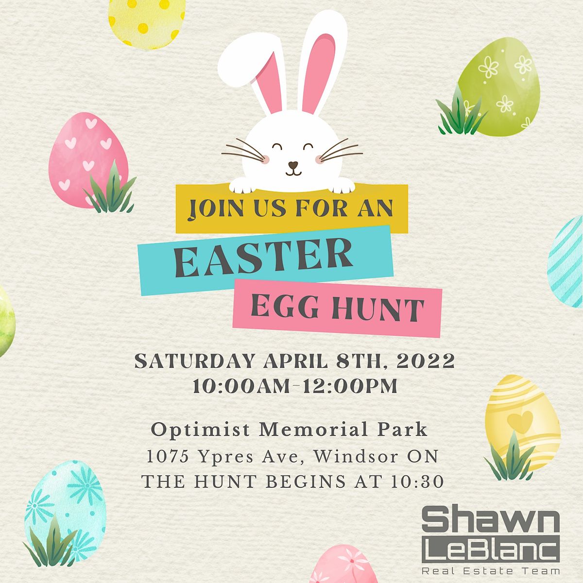 Windsor Easter Egg Hunt 2023 1075 Ypres Ave, Windsor, ON April 8, 2023