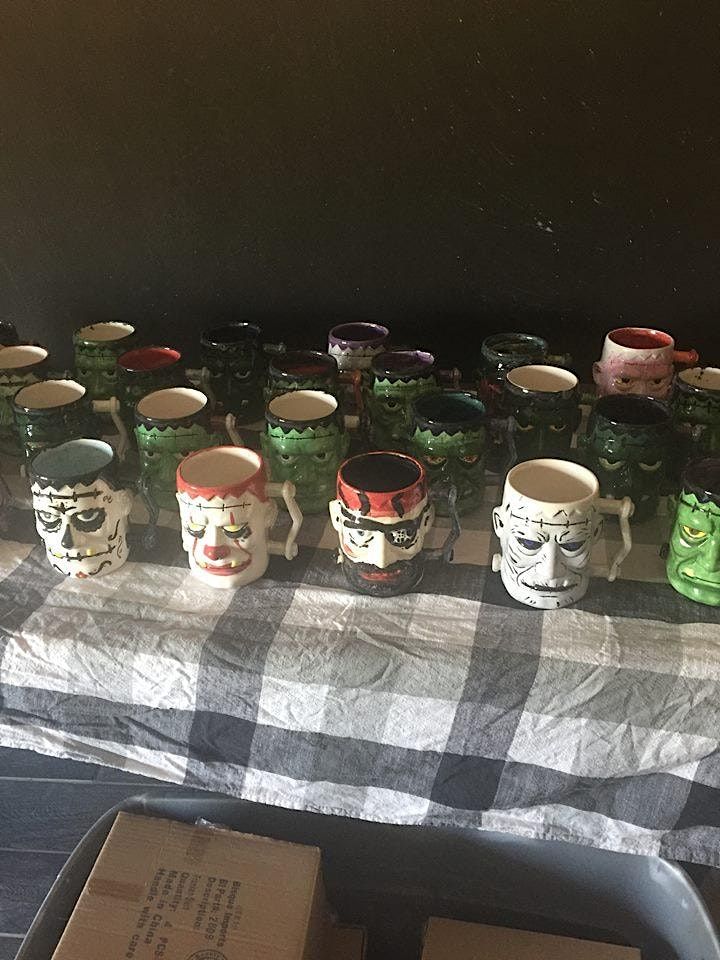 Paint your own Frankenstein Stein or skull mug at Last Name Brewery