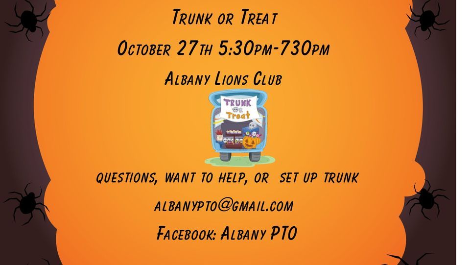 Trunk or Treat Albany Lion's Club October 27, 2023