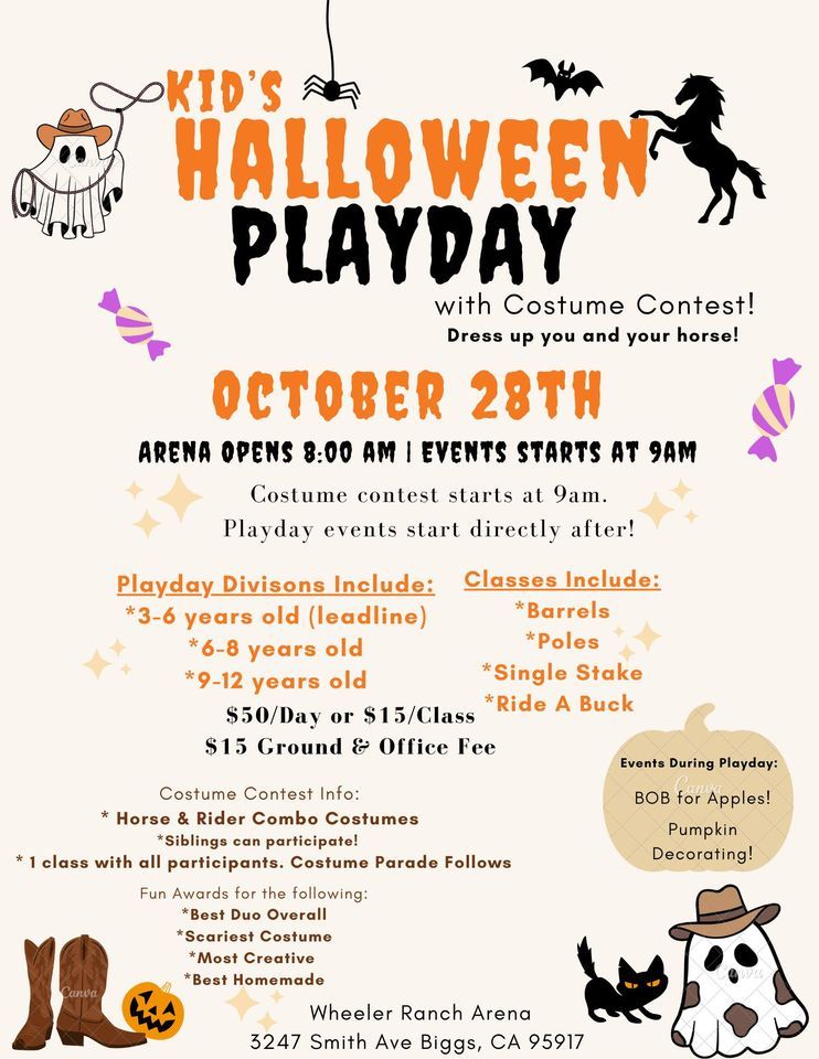Kids Halloween Playday (12 & Under) Wheeler Ranch and Feed, Biggs, CA