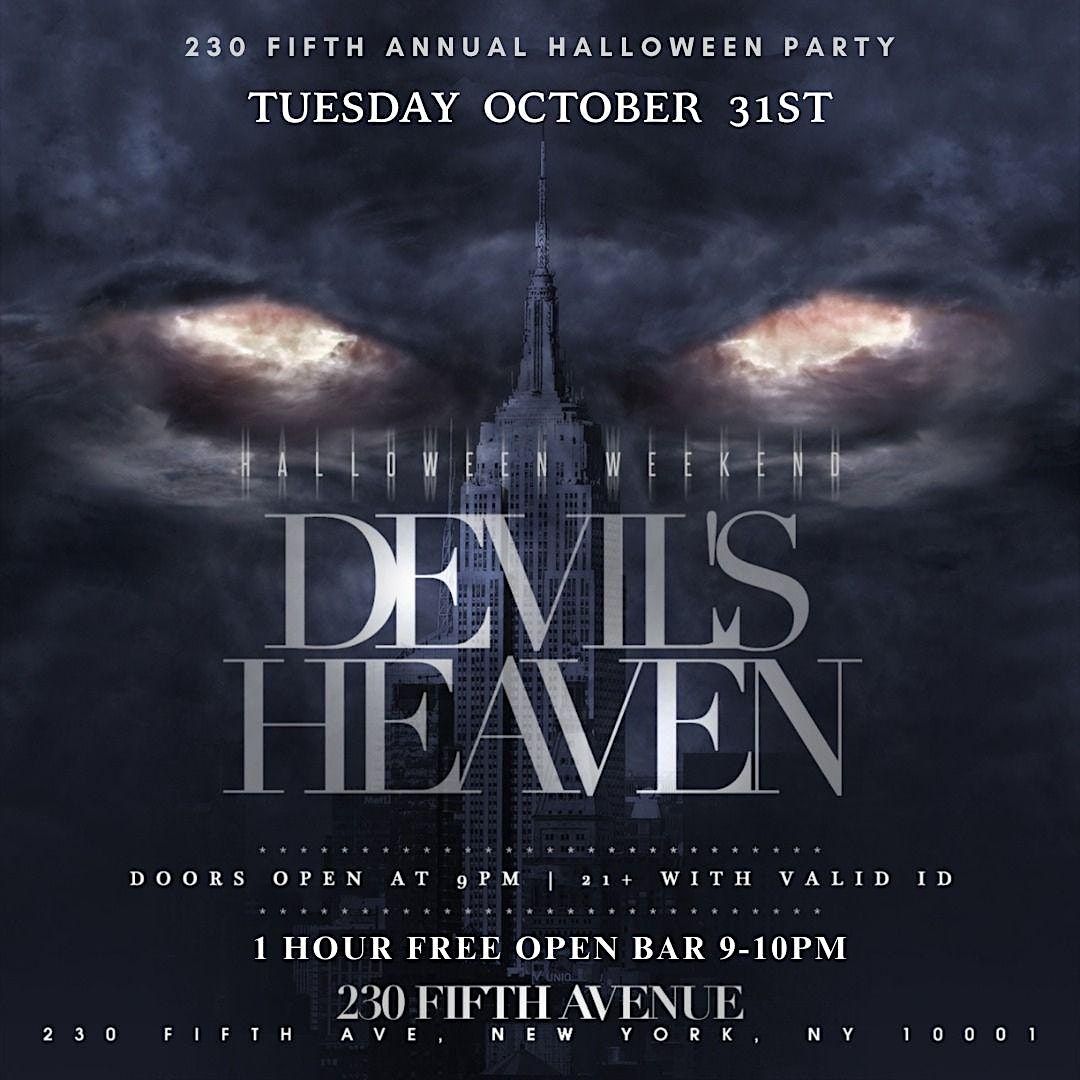 1 NYC HALLOWEEN PARADE AFTER PARTY 230 5TH 1 HOUR OPEN BAR 10/31