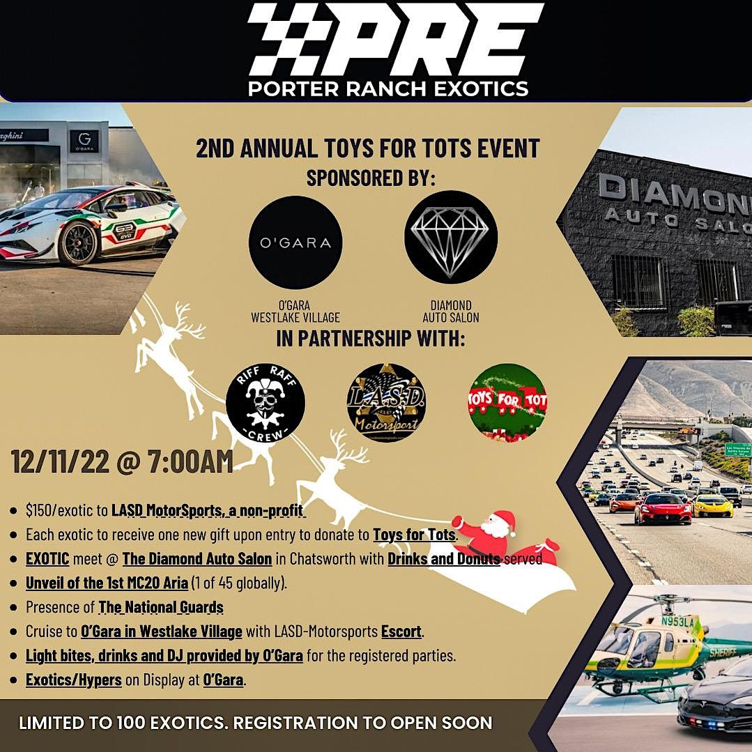 Toys for Tots with . / Riff Raff / The Diamond Auto Salon / OGARA | O'Gara  Coach Westlake Village, Thousand Oaks, CA | December 11, 2022