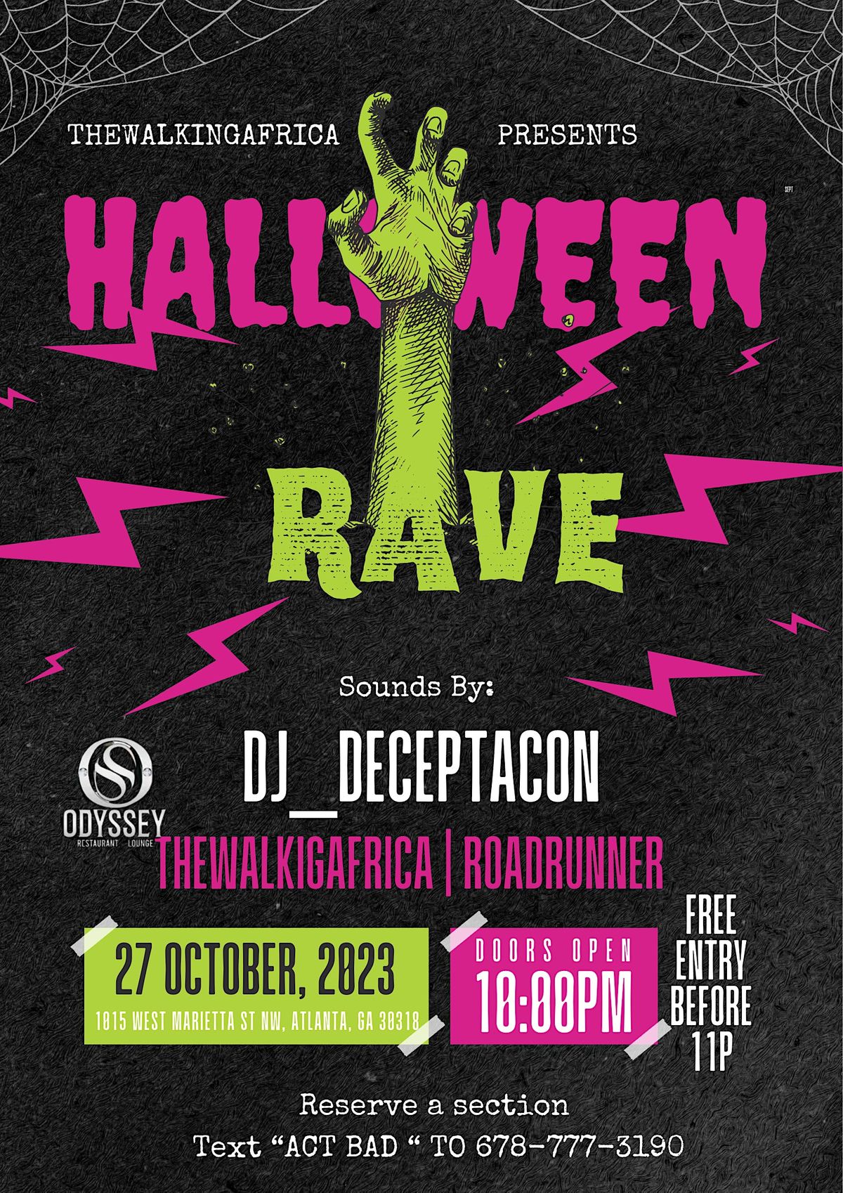 Halloween Rave Odyssey Lounge, Atlanta, GA October 27 to October 28