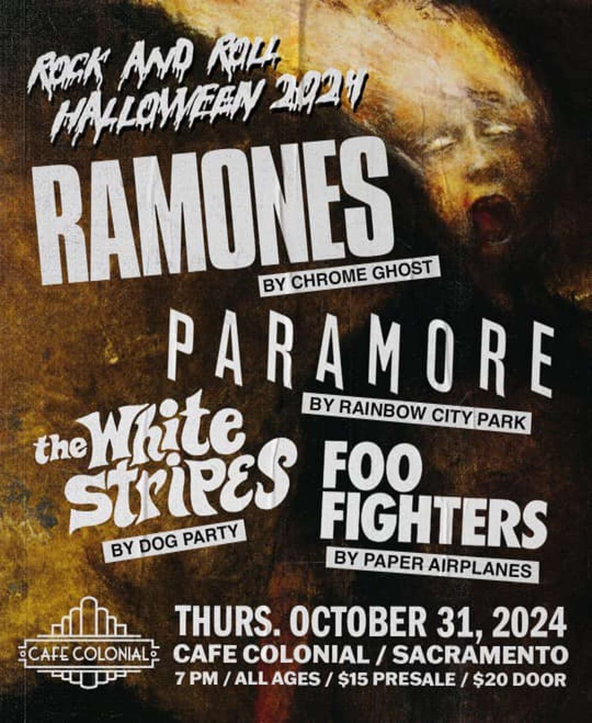 Rock and Roll Halloween show featuring cover sets of The Ramones, Paramore, The White Stripes and Foo Fighters