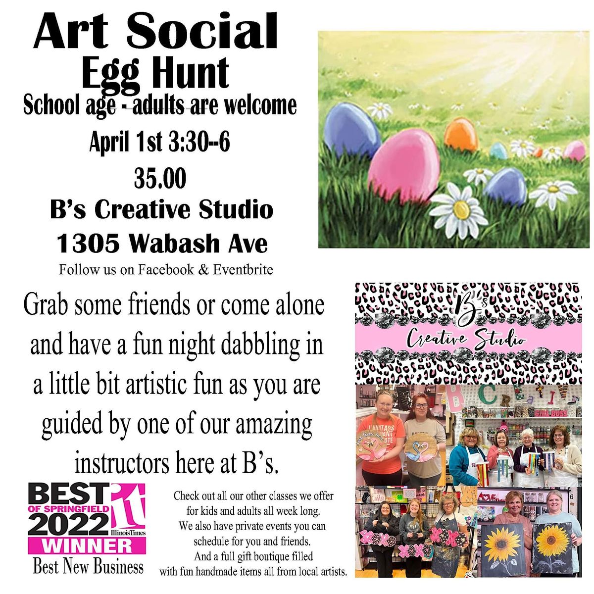 Art Social - Egg Hunt Painting on Canvas | B's Creative Studio,  Springfield, IL | April 1, 2023