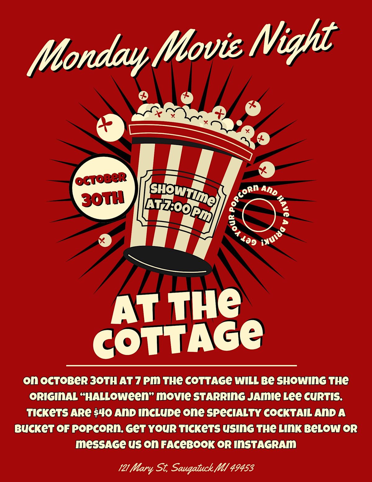 Monday Movie Night Halloween (1978) The Cottage, Saugatuck, MI