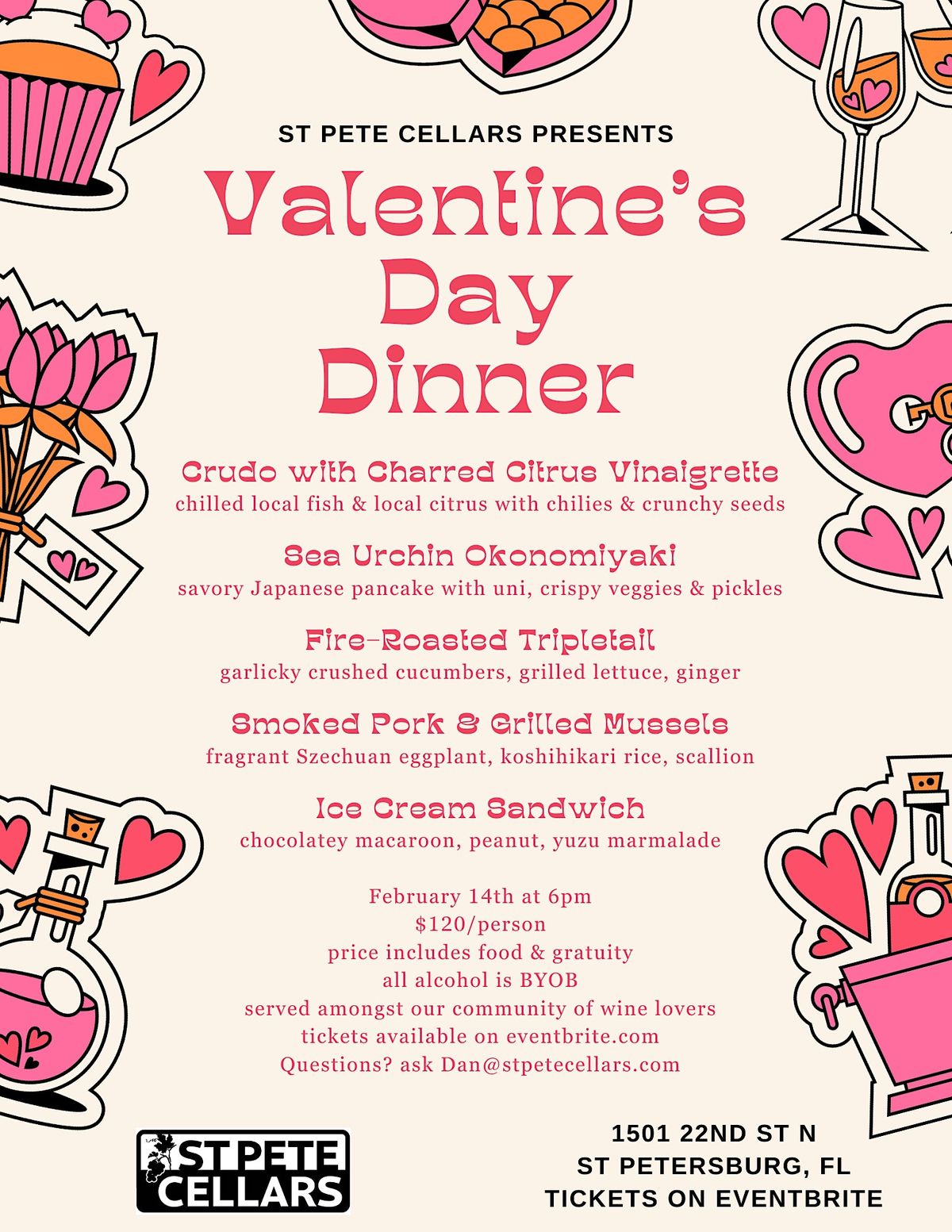 Valentines Day Dinner at St Pete Cellars BYOB amongst Wine Lovers