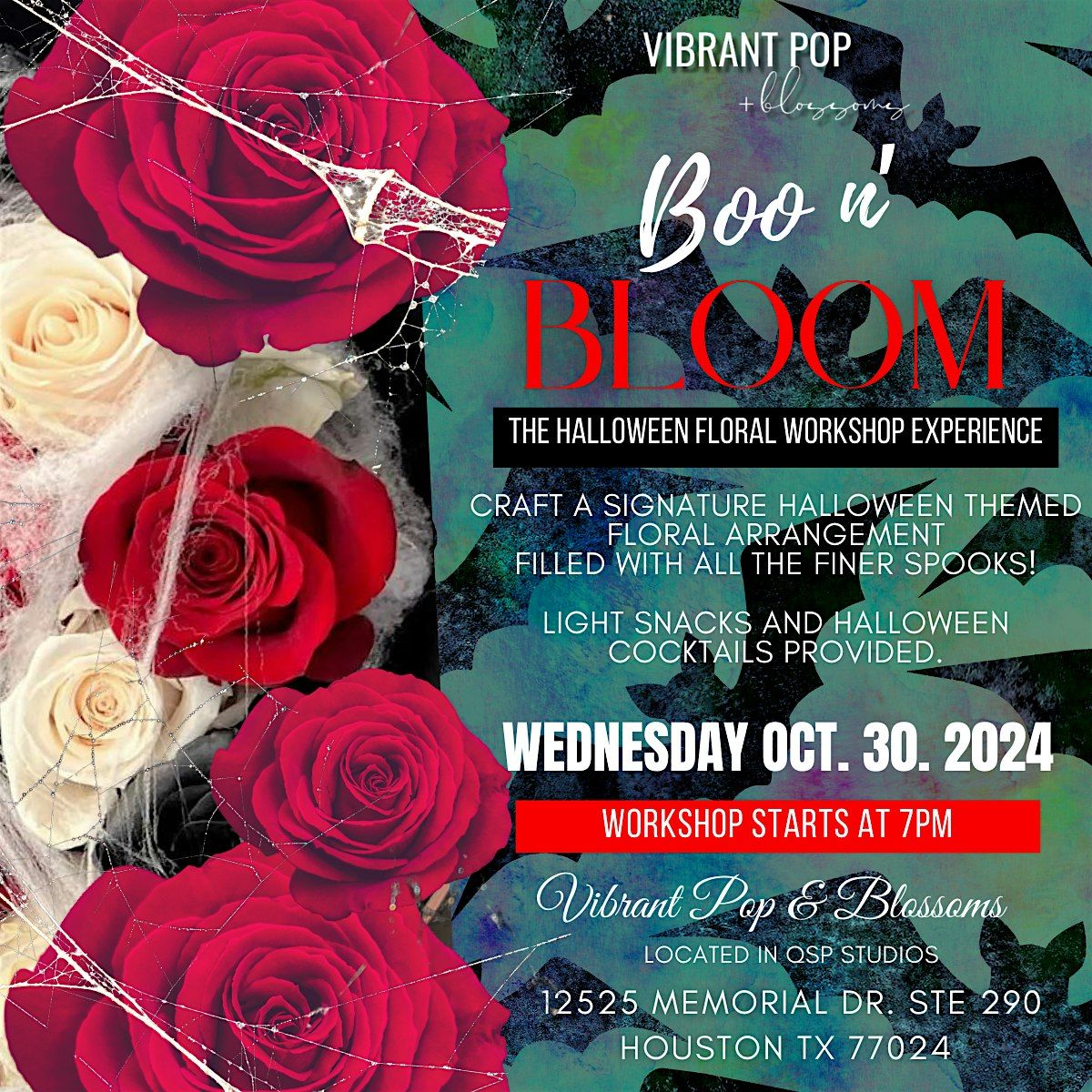 Vibrant Pop & Blossoms  *BOO + BLOOM* HALLOWEEN Floral Experience Workshop