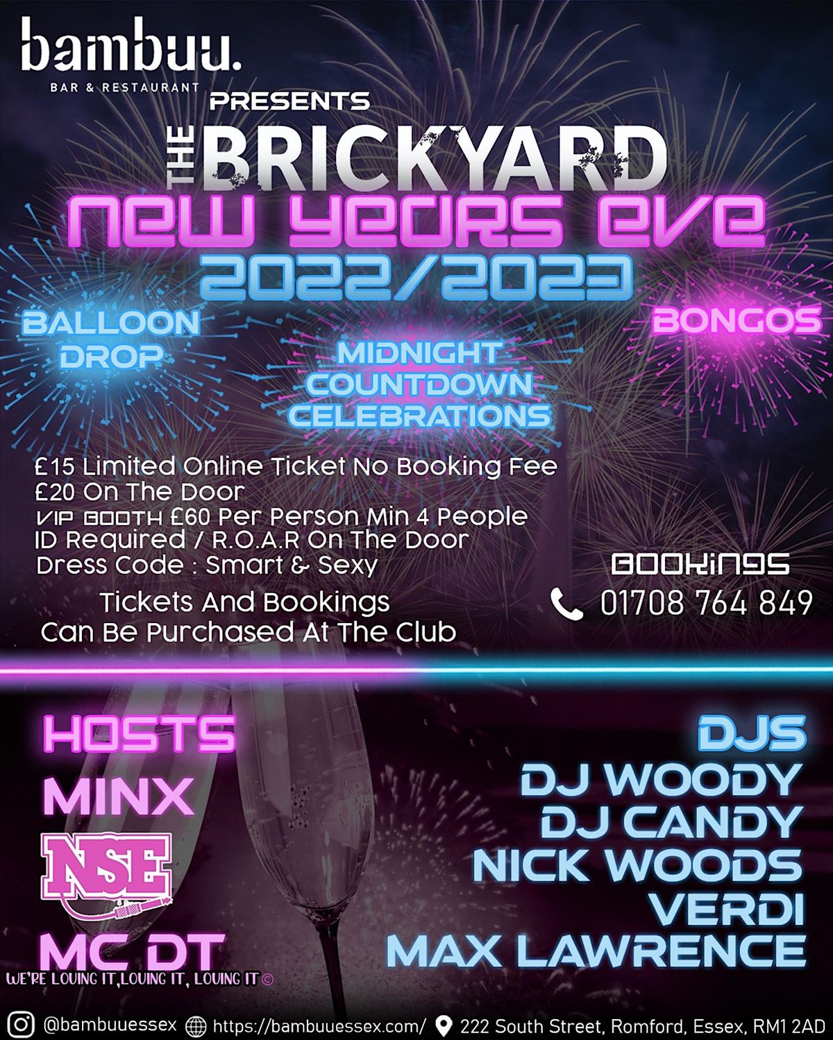 NEW YEARS EVE 2022/23 Bambuu Essex, Romford, EN December 31 to