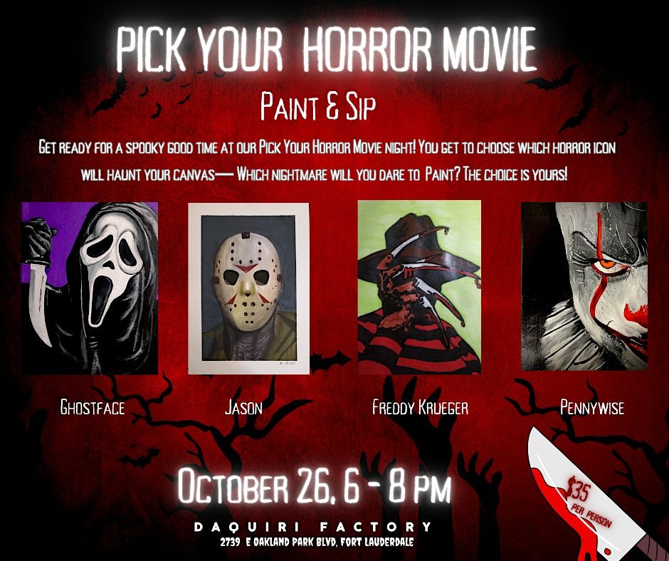 Pick your horror character paint & sip