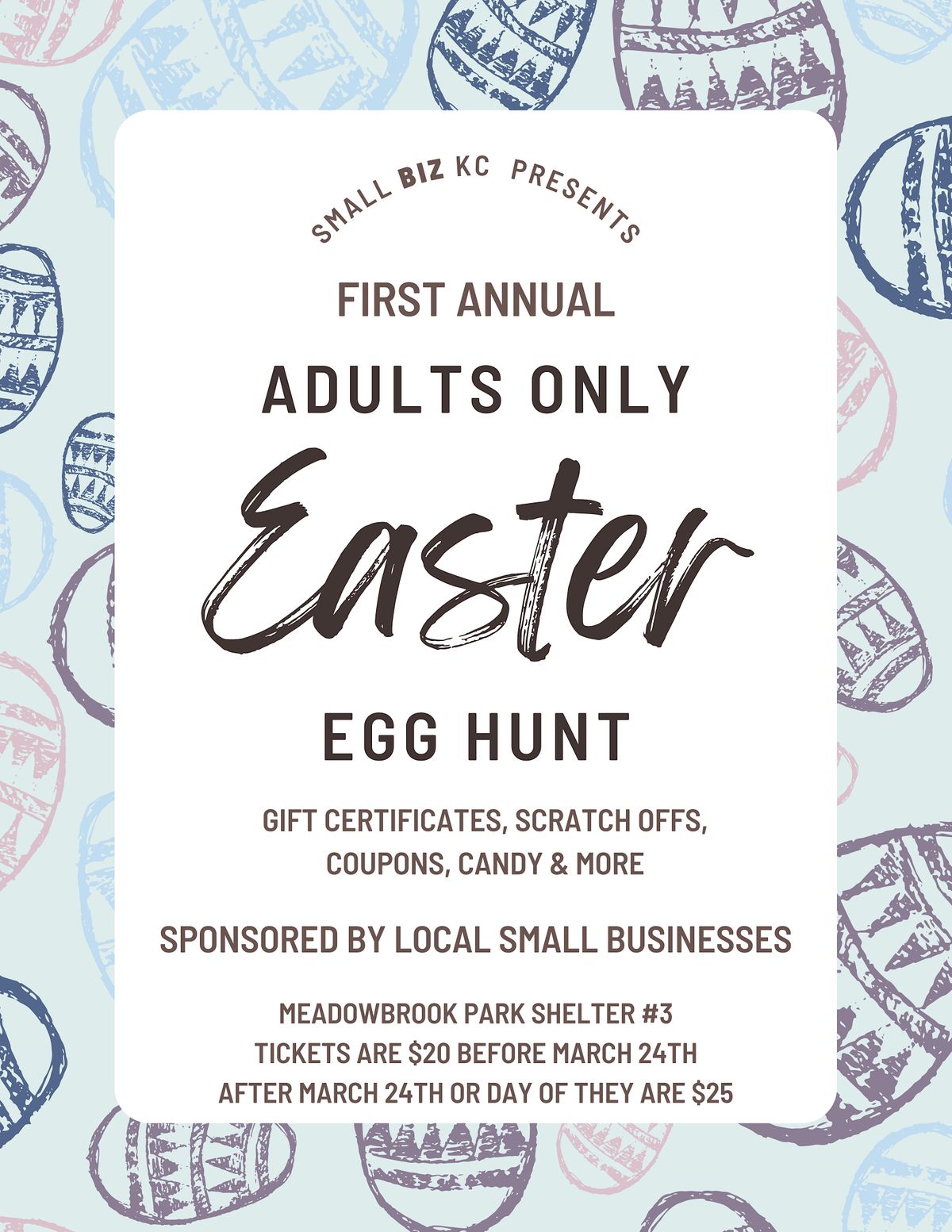 Adults Only Easter Egg Hunt Meadowbrook Park Shelter 3, Prairie