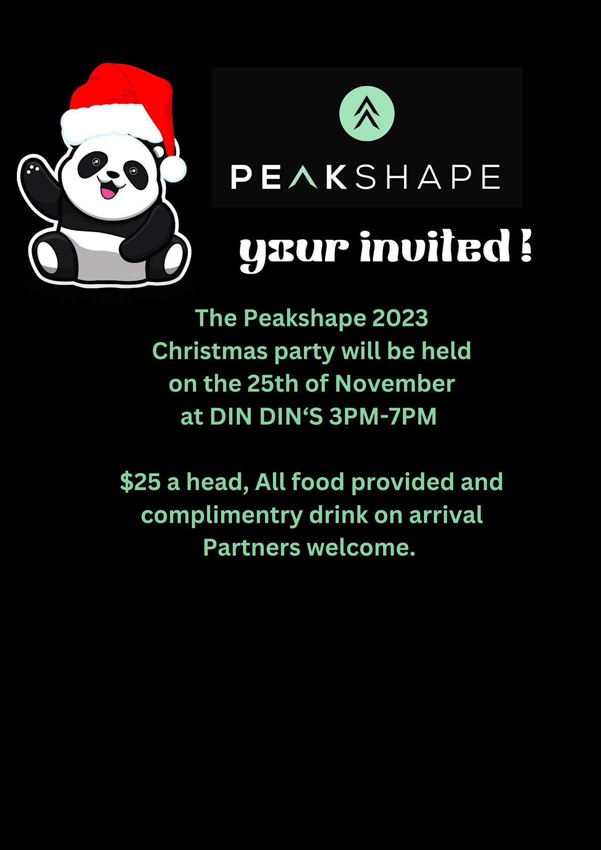 Peakshape Christmas Party 2023 Din Dins, Albury, NS November 25, 2023