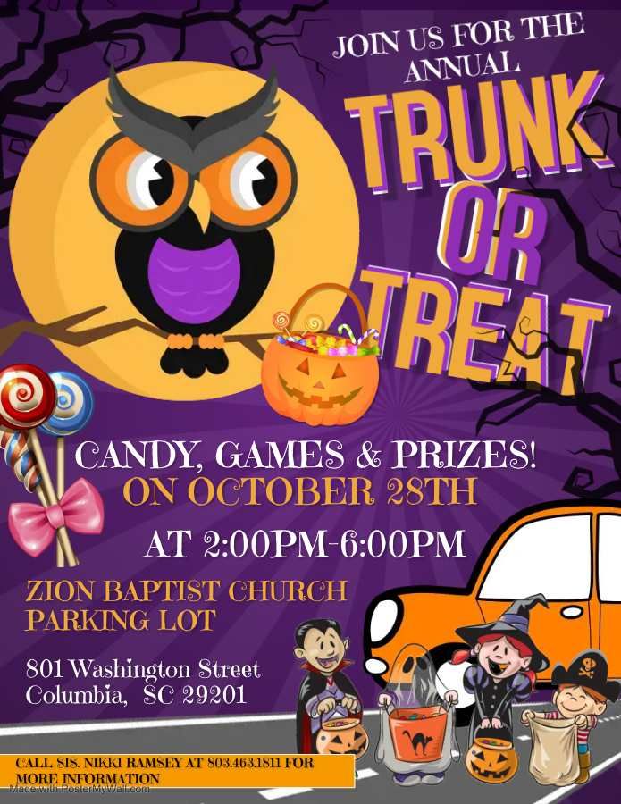 TrunkorTreat Zion Baptist Church, Columbia, SC October 28, 2023