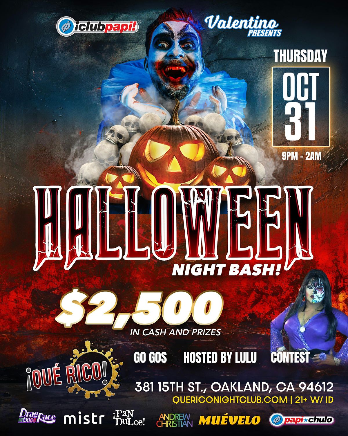 Halloween Night Bash @ Que Rico - $2,500 in Cash and Prizes