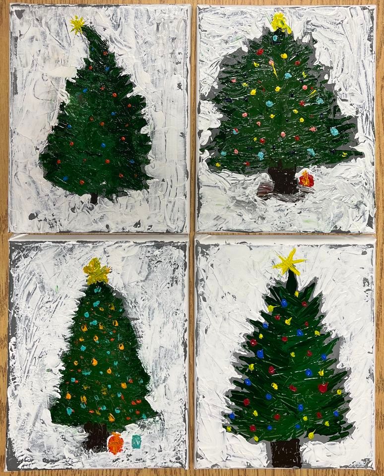 Palette Knife Christmas Tree Painting Gravette Senior Center