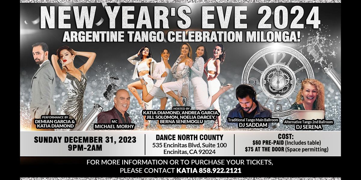 NEW YEARS EVE 2024 ARGENTINE TANGO CELEBRATION MILONGA in ENCINITAS