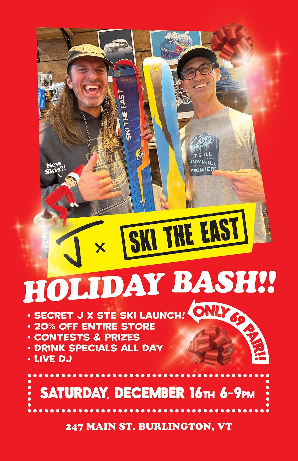 Ski The East Secret Ski Launch & Holiday Bash J skis Burlington December 16, 2023