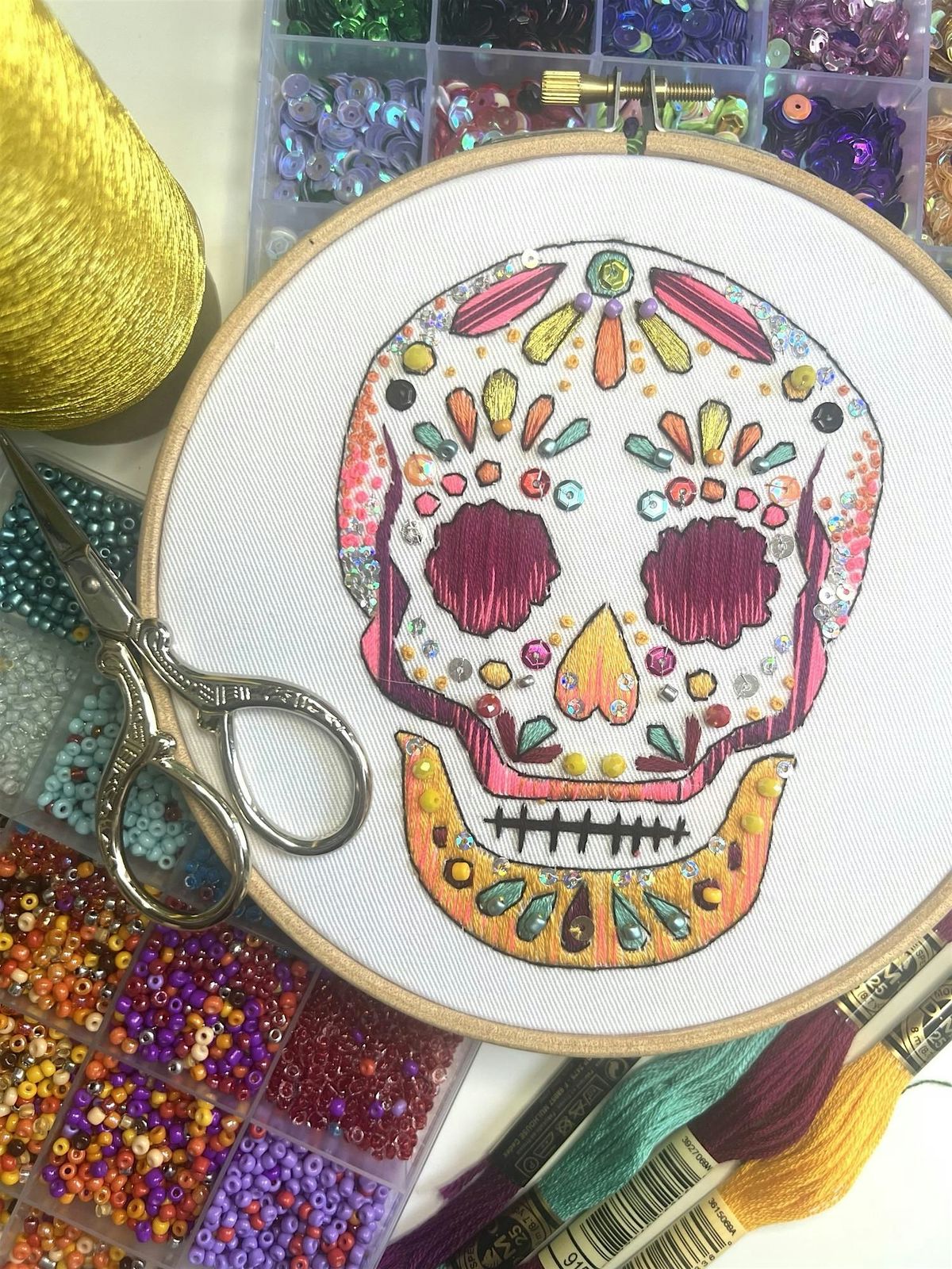 Sugar Skull  Embroidery Workshop at The Duke of Cambridge, Battersea