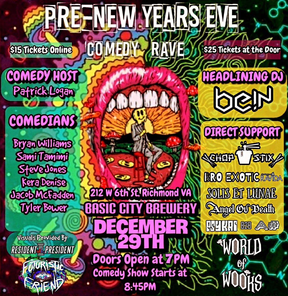 PRENEW YEARS EVE COMEDY SHOW Basic City Beer Co. Southside RVA