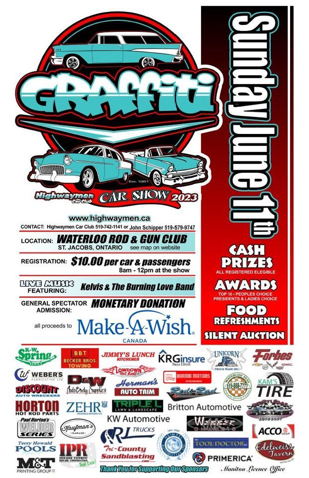 Highwaymen Car Club Graffiti Car Show 2023 Waterloo Rod & Gun