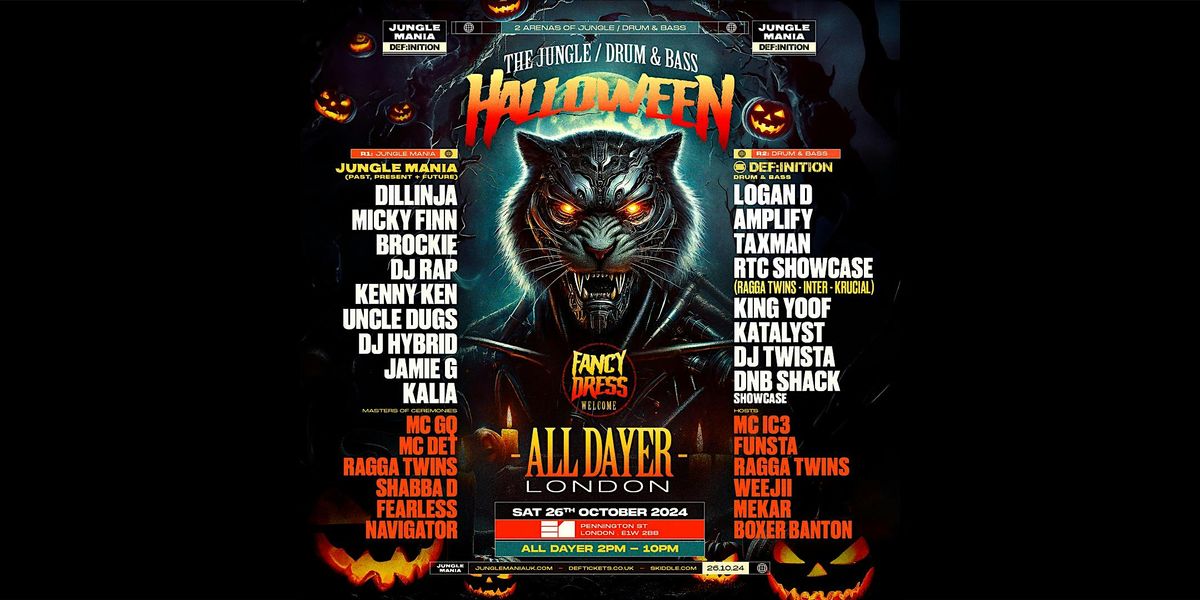 Jungle Mania + Def:inition Halloween All Dayer | London