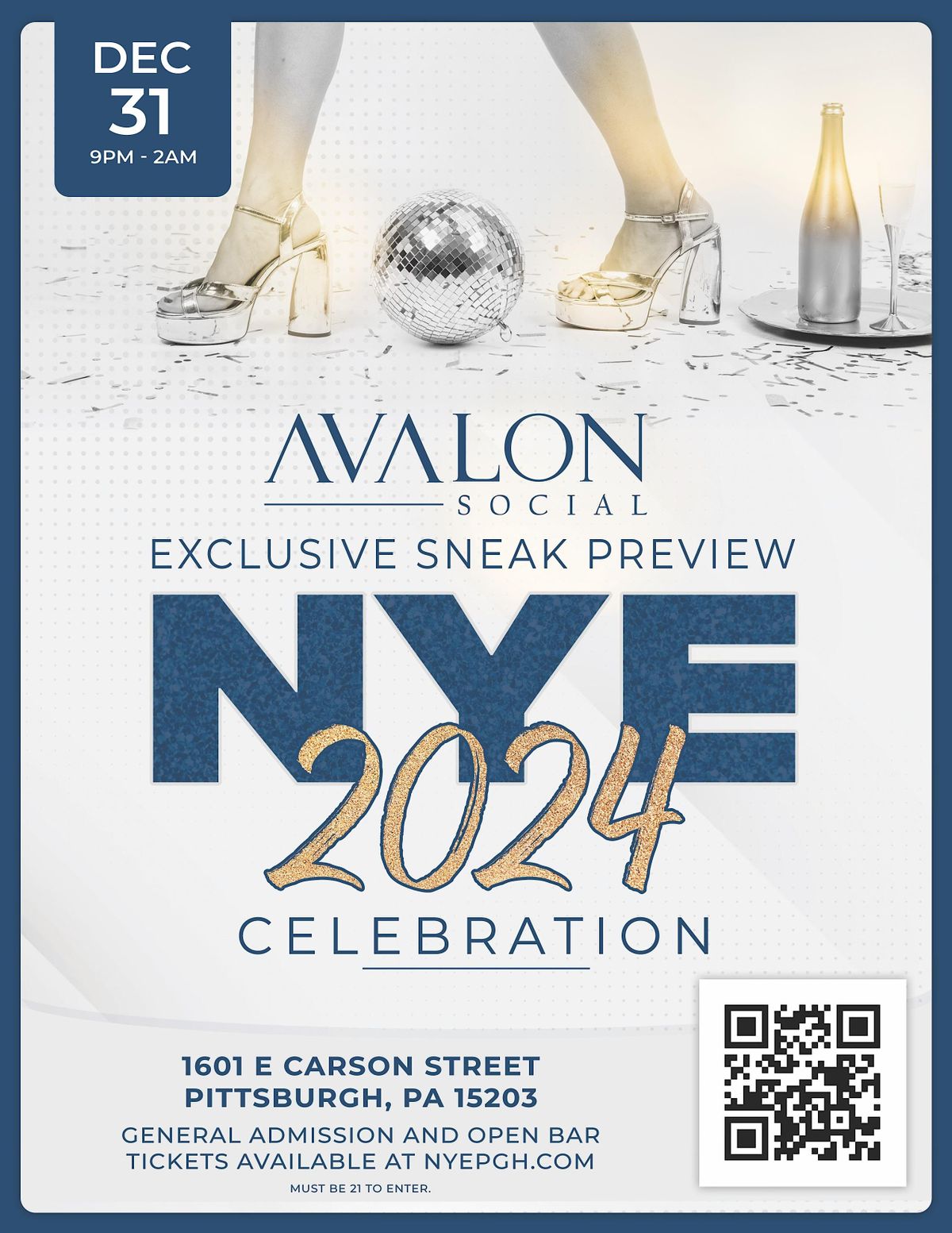 NYE 2024 at AVALON SOCIAL Grand Opening New Years Eve Party