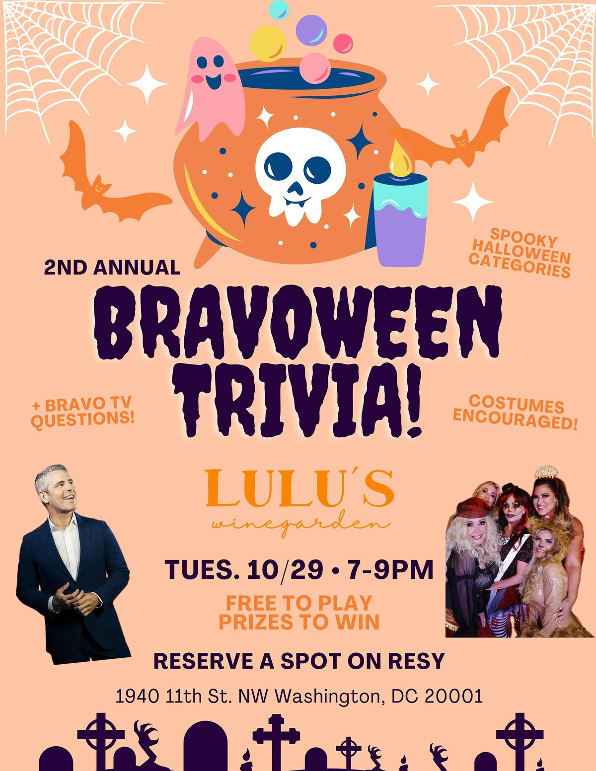 2nd Annual BRAVOWEEN Trivia Night at Lulu's Winegarden!