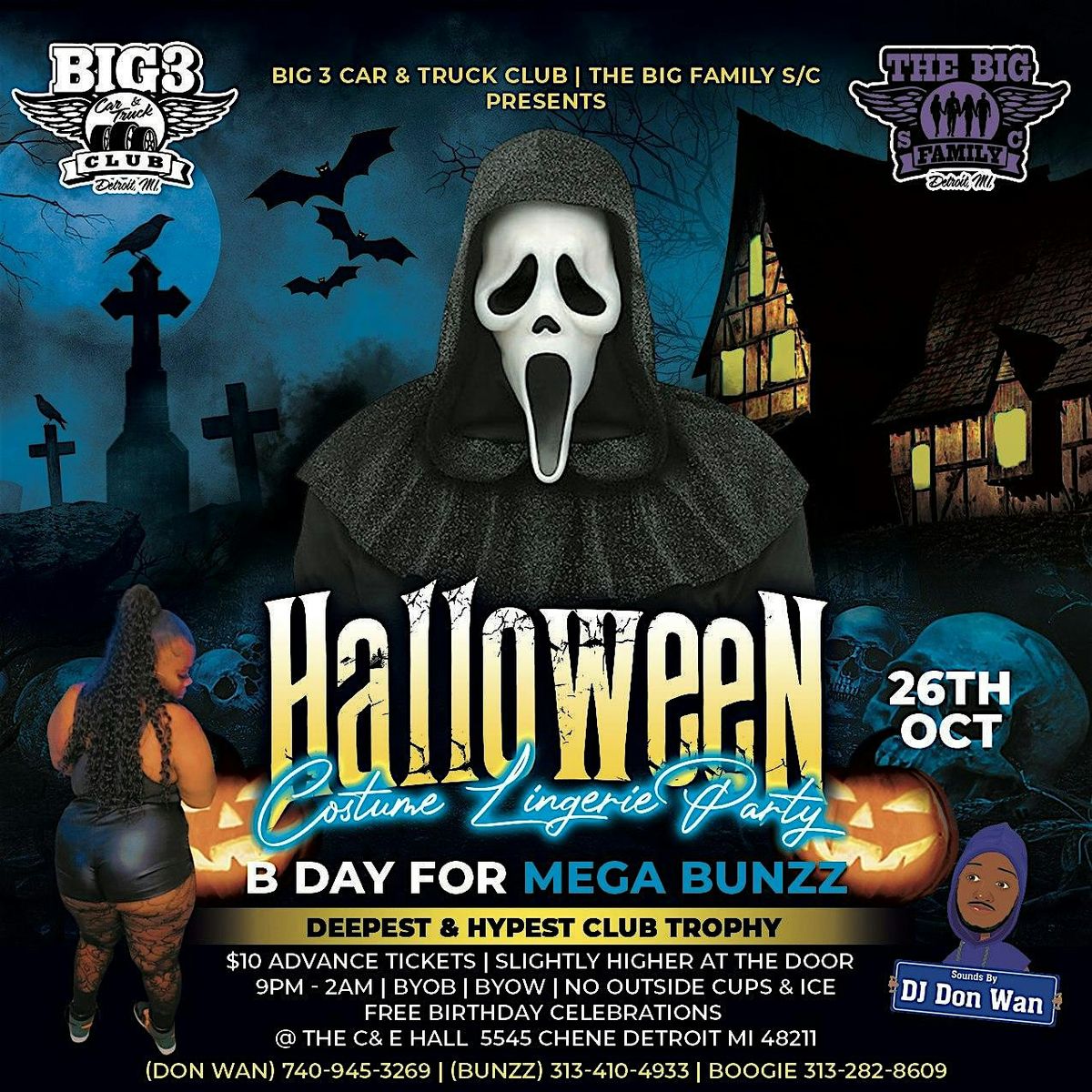 Big 3  CTC &  The Big Fam Halloween Costume  Lingerie Party