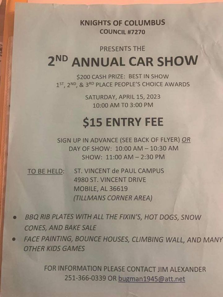 Knights of Columbus Car Show St. Vincent de Paul Daycare, Grand Bay