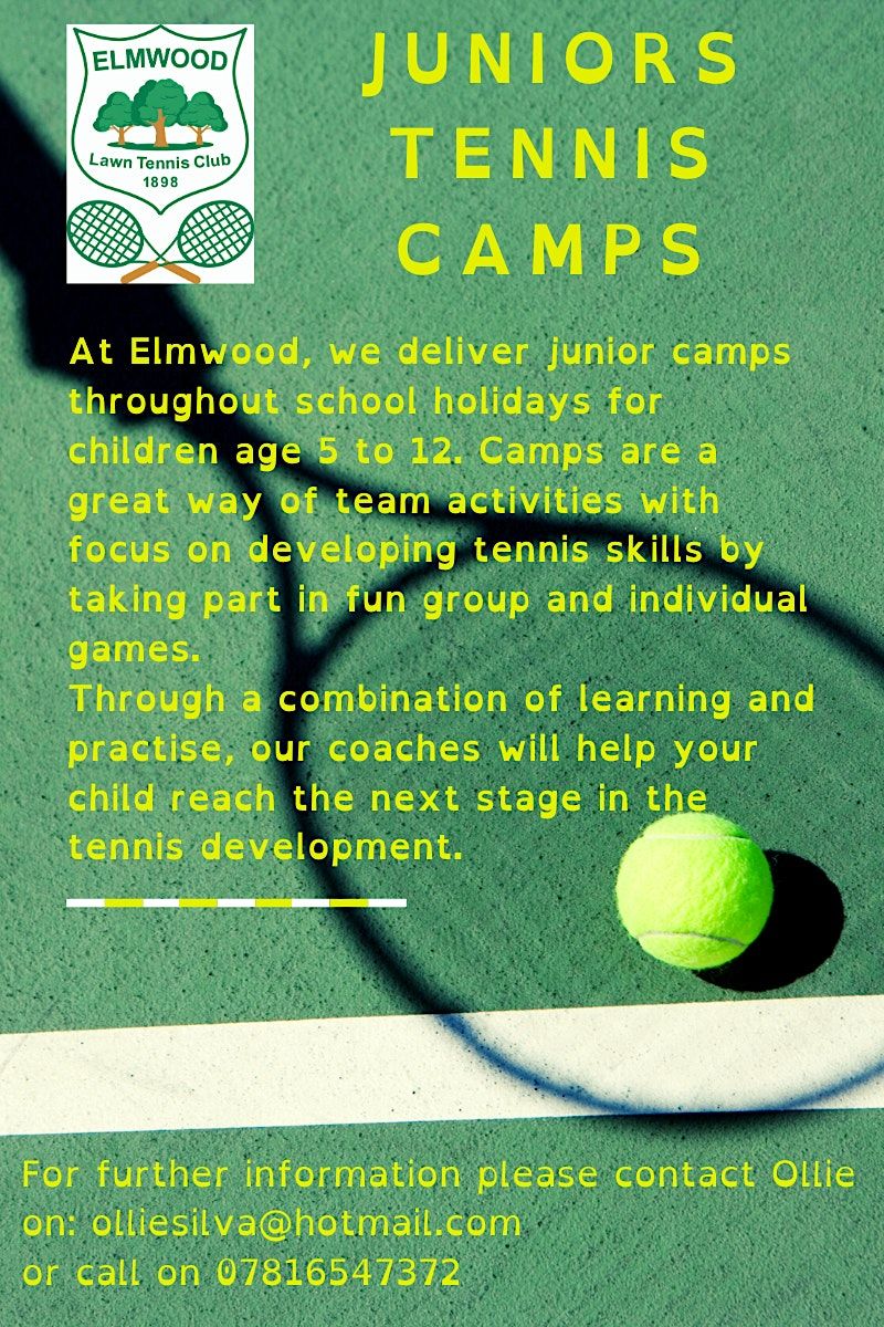 Elmwood Easter Tennis Camps - Daily sessions - WEEK 1