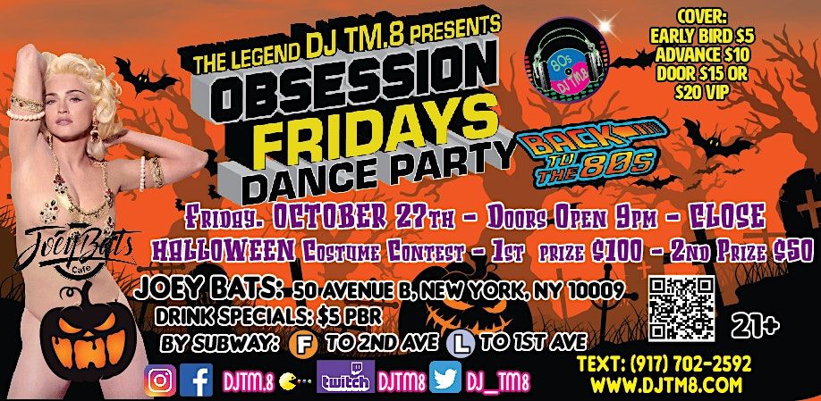 Friday, October 27th - 80s Dance Party - Halloween Costume Contest