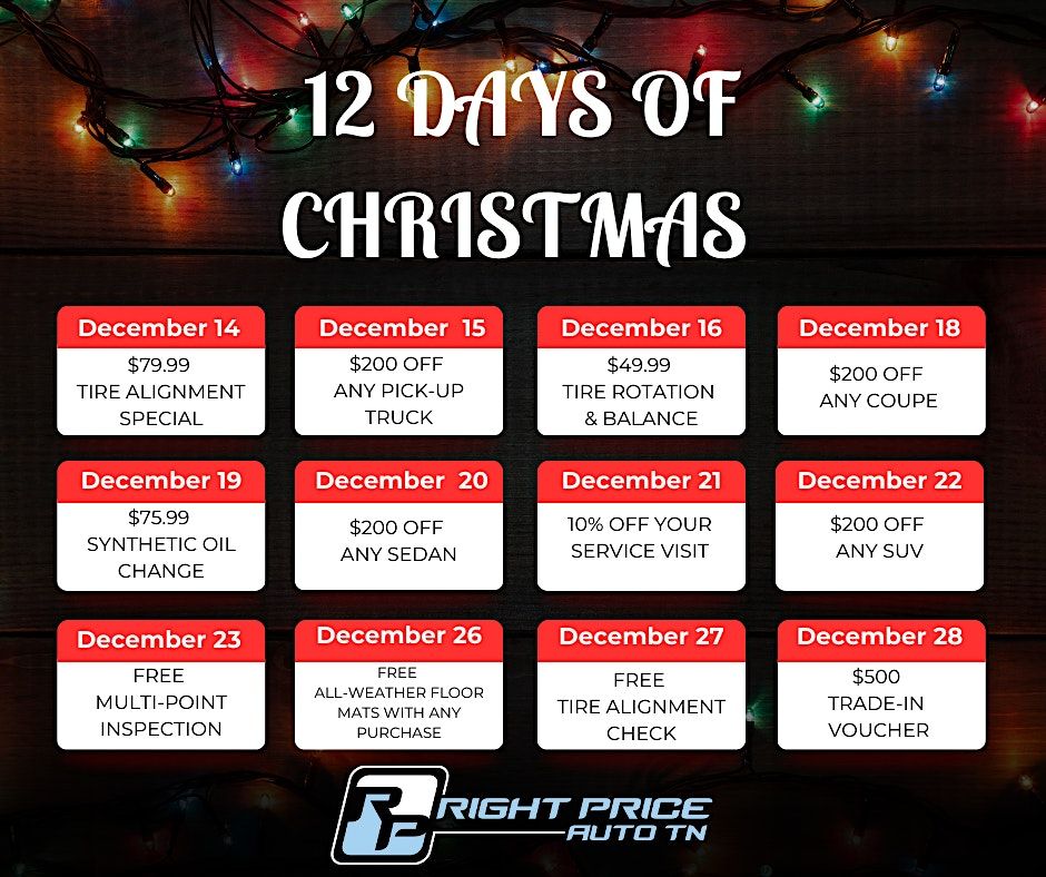 Right Price Auto TN 12 Days of Christmas Auto Sales Event Right