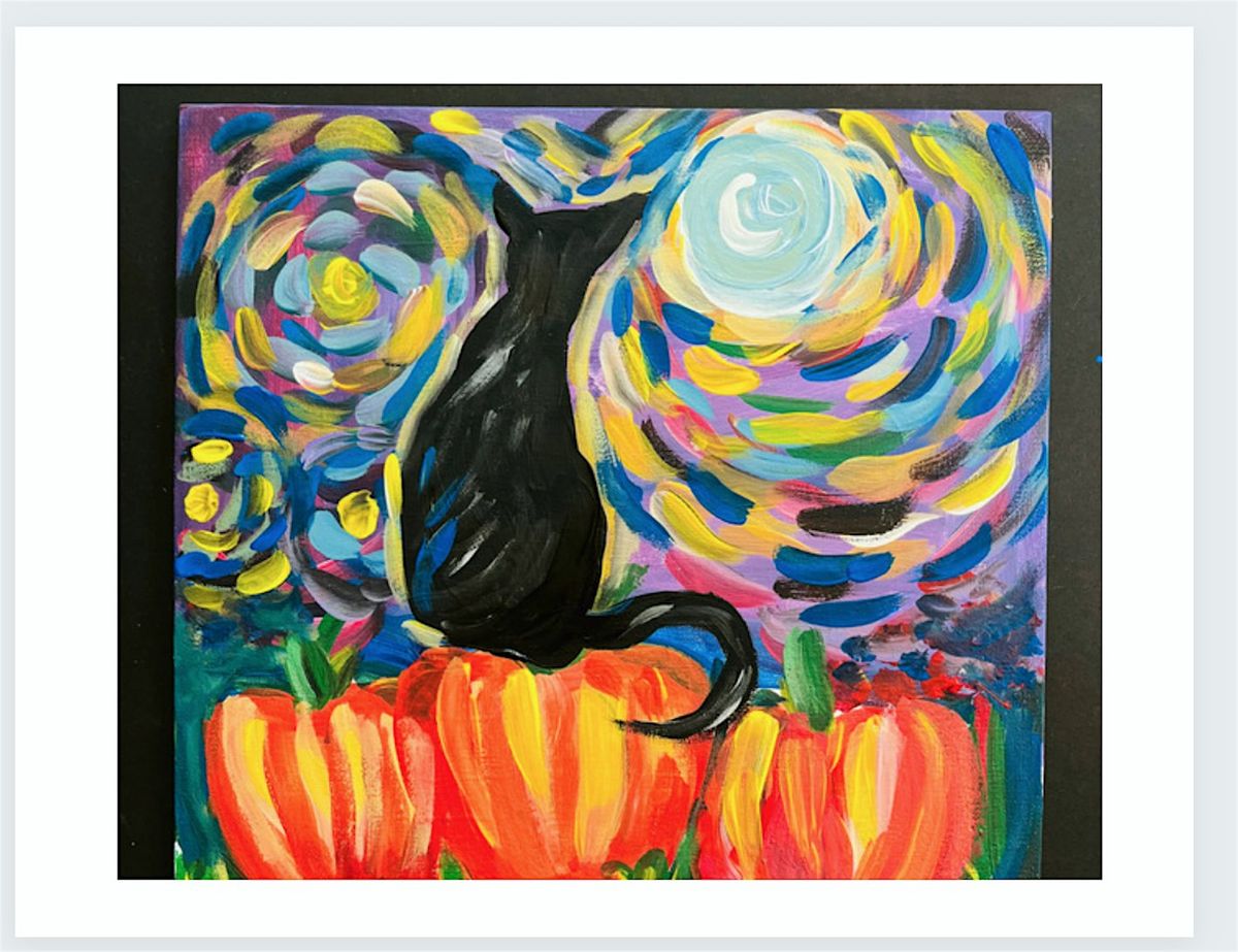 Coffee & Canvas !  Paint a Spooky Van Gogh Cat