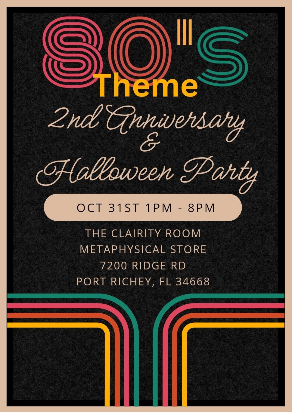 80s Theme! 2nd Anniversary & Halloween Party 7200 Ridge Road 107