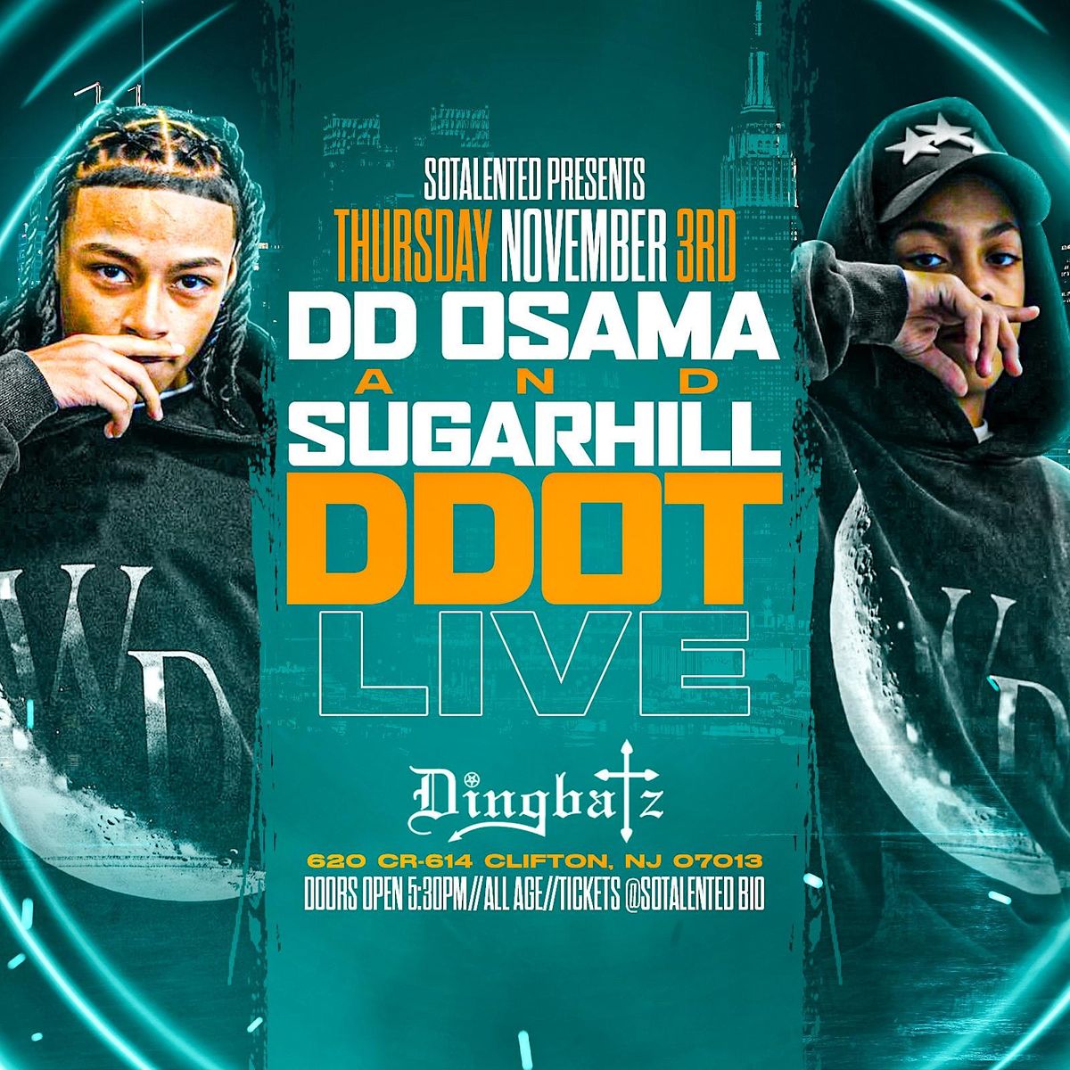 DD Osama & SugarHill DDot Concert New Jersey November 3rd Dingbatz