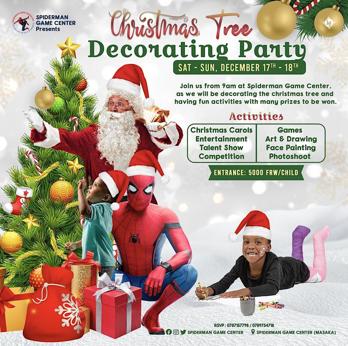 Christmas Tree Decorating Party | Spiderman Game Center Ltd, Masaka sector,  KR | December 17 to December 18