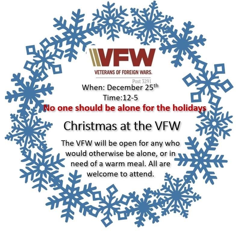 Christmas Dinner at the VFW Pepperell VFW Post 3291 December 25, 2023