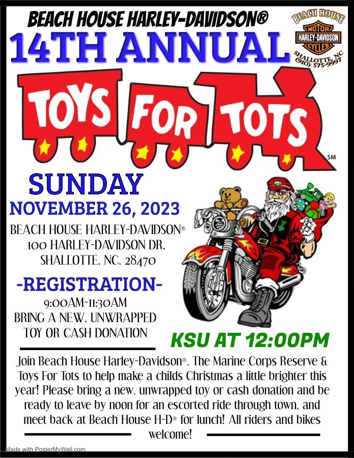 14th Annual Toys For Tots Ride 100 Harley Davidson Dr, Shallotte, NC