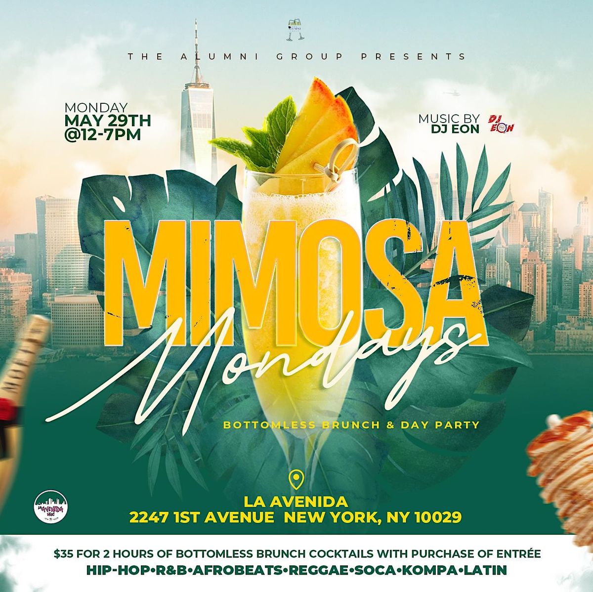 Mimosa Mondays Memorial Day Bottomless Brunch & Day Party La