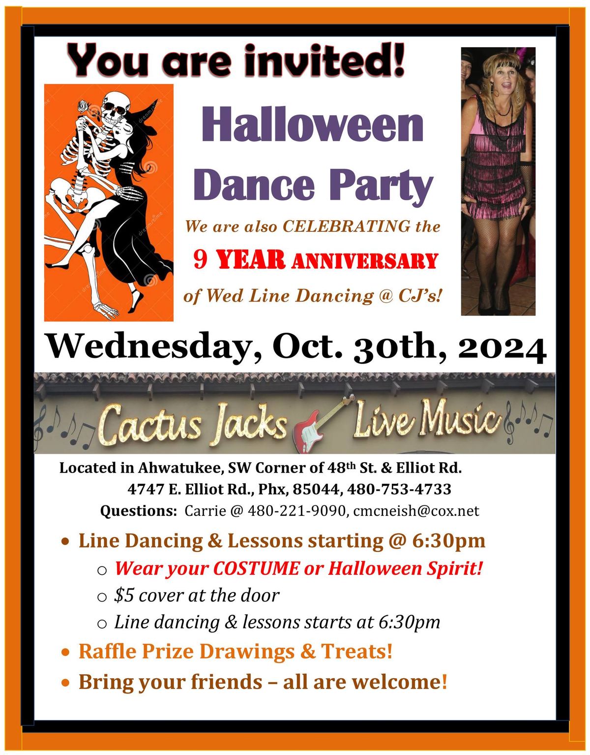 Halloween\ud83c\udf83 Line Dance Party with Carrie at Cactus Jack's! 