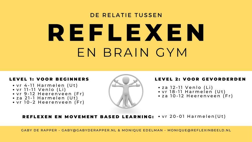 reservoir Hervat maat De relatie tussen Reflexen & Brain Gym® level 2 | Venlo, 5927 Venlo,  Nederland | November 12, 2022