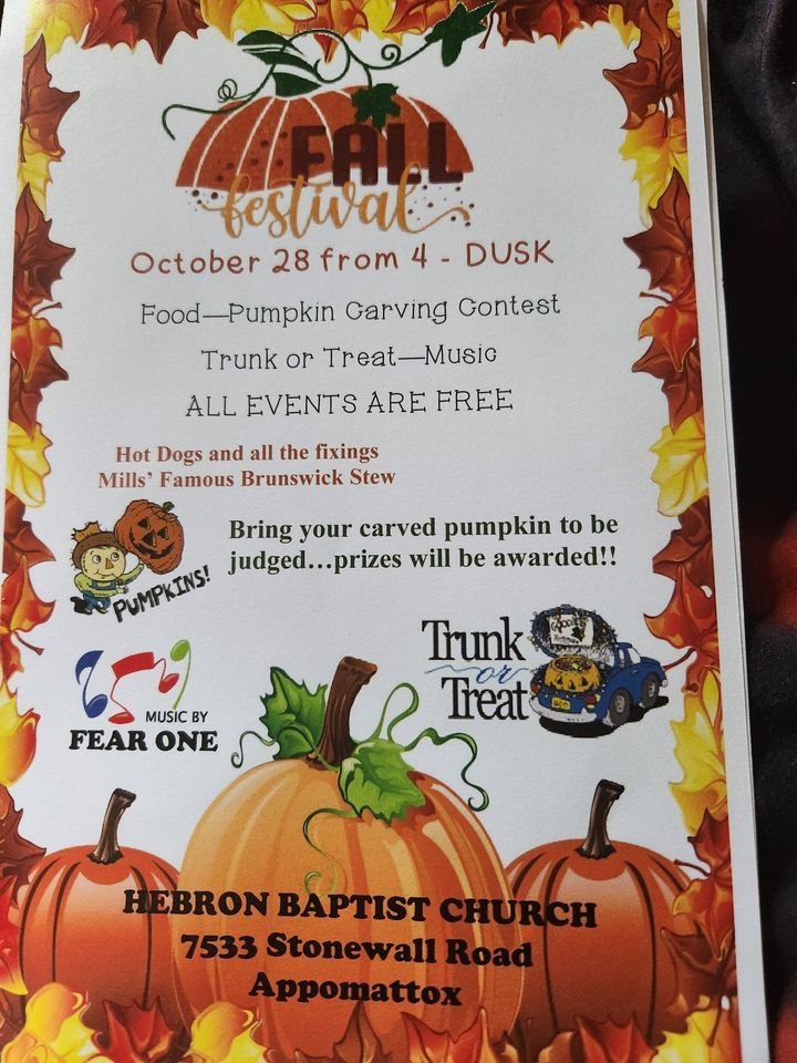 Fall Festival and Trunk or Treat Hebron Baptist Church Appomattox