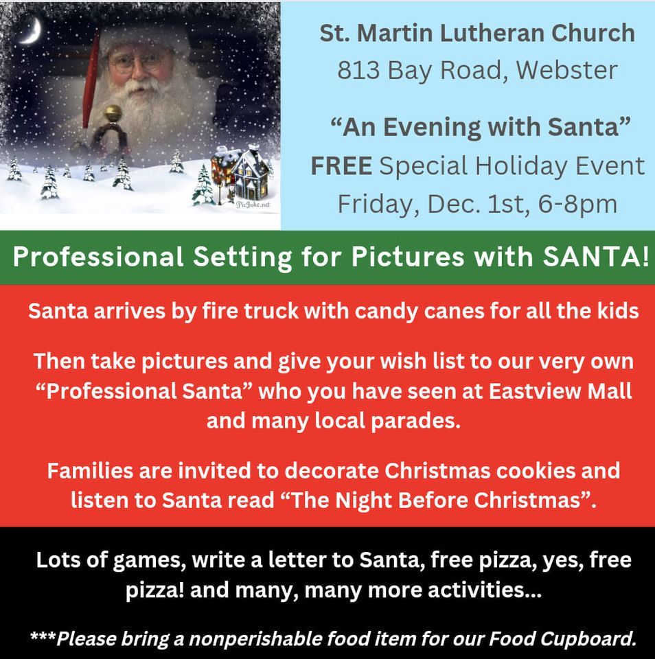 FREE Evening with Santa 813 Bay Road ster, NY 14580 December 1, 2023