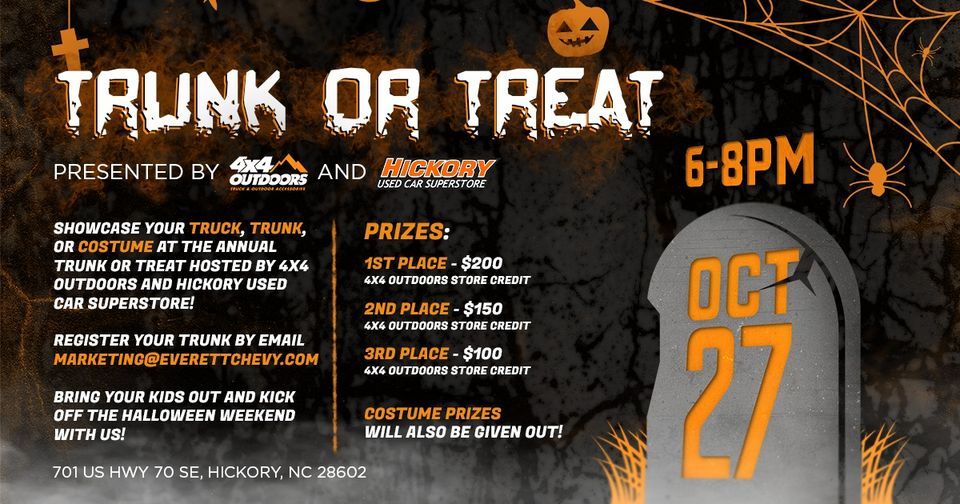 4x4 Outdoors and Hickory Used Car Superstore Present TrunkorTreat