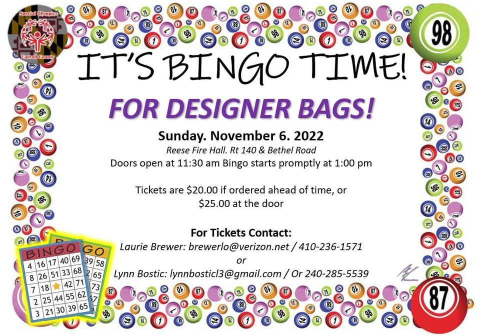 Annual Designer Bag Bingo! Reese & Community Volunteer Fire Company