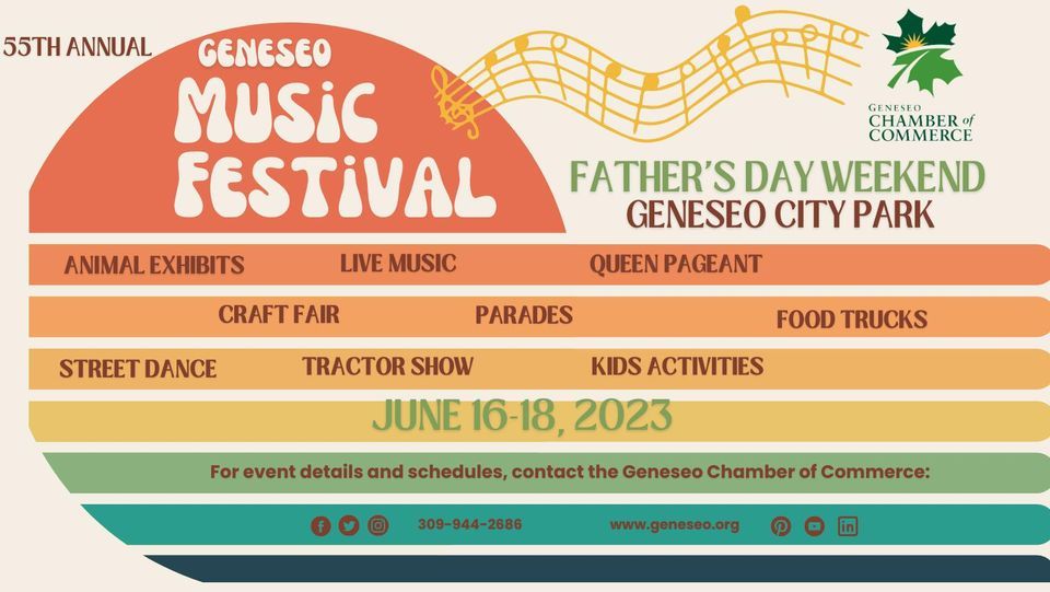 2023 Geneseo Music Festival Geneseo City Park June 16 to June 18