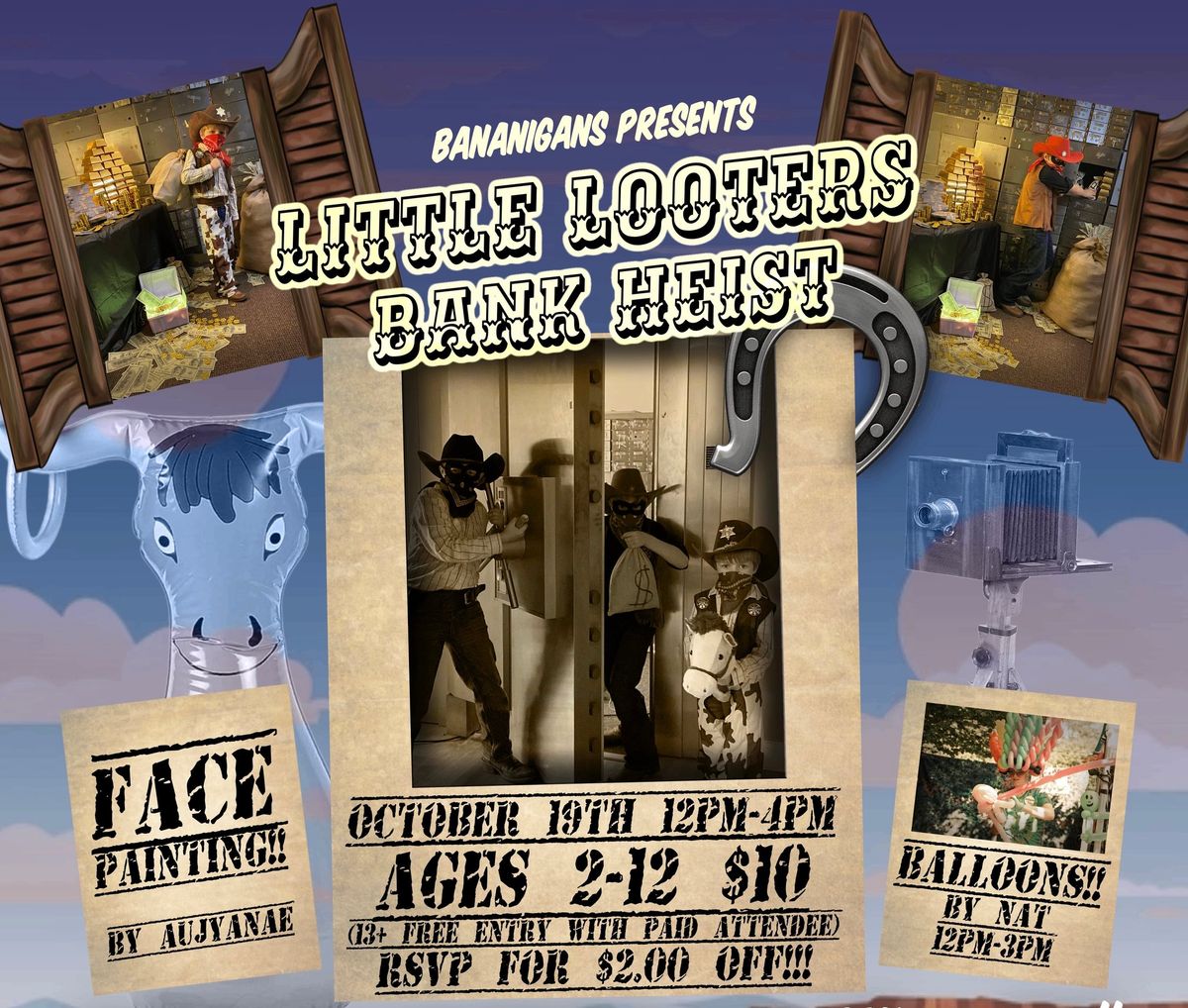 Bananigans Halloween Pic Party "Little Looters Bank Heist"