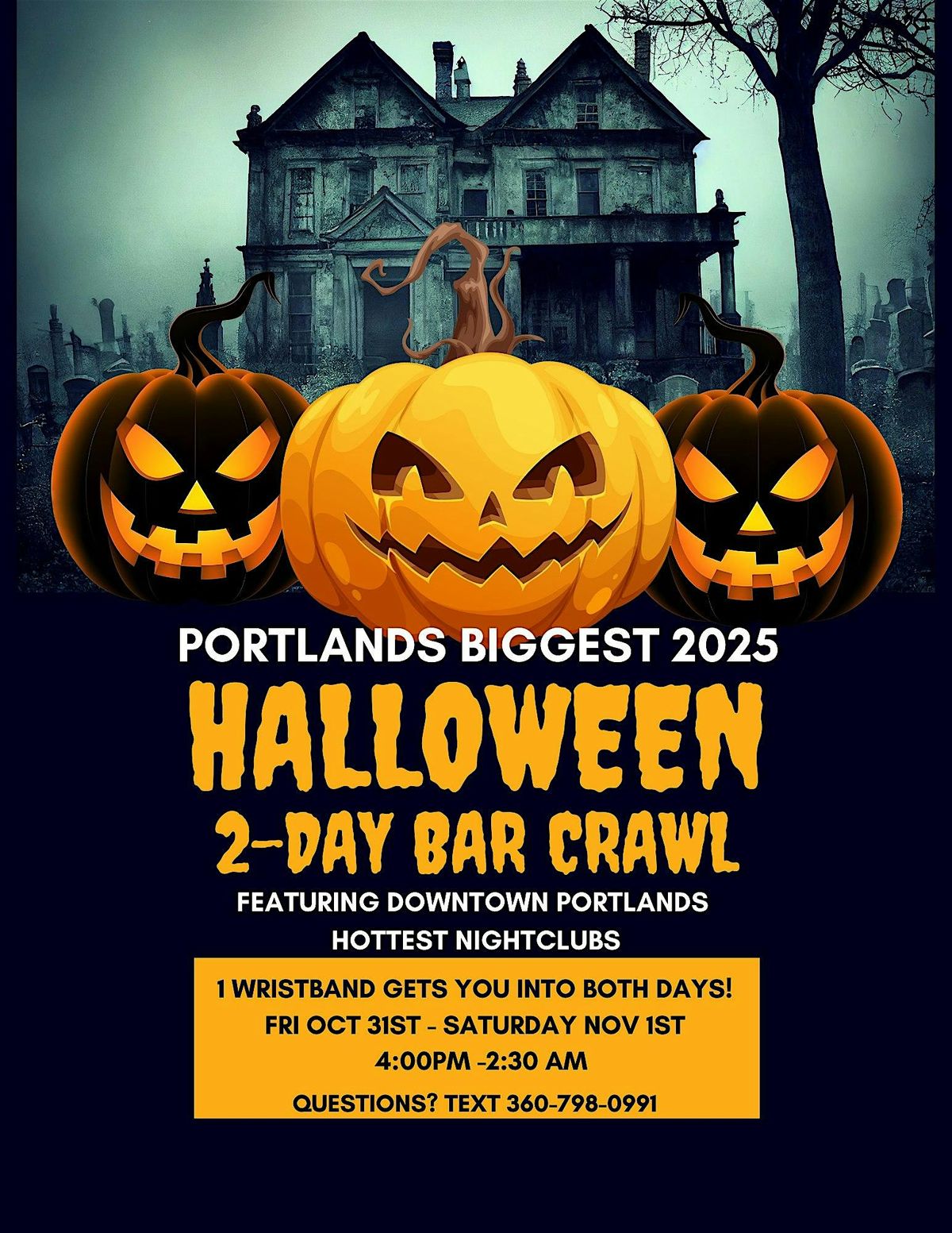 Portland\u2019s BIGGEST 2025 Halloween Barcrawl (2 days long)
