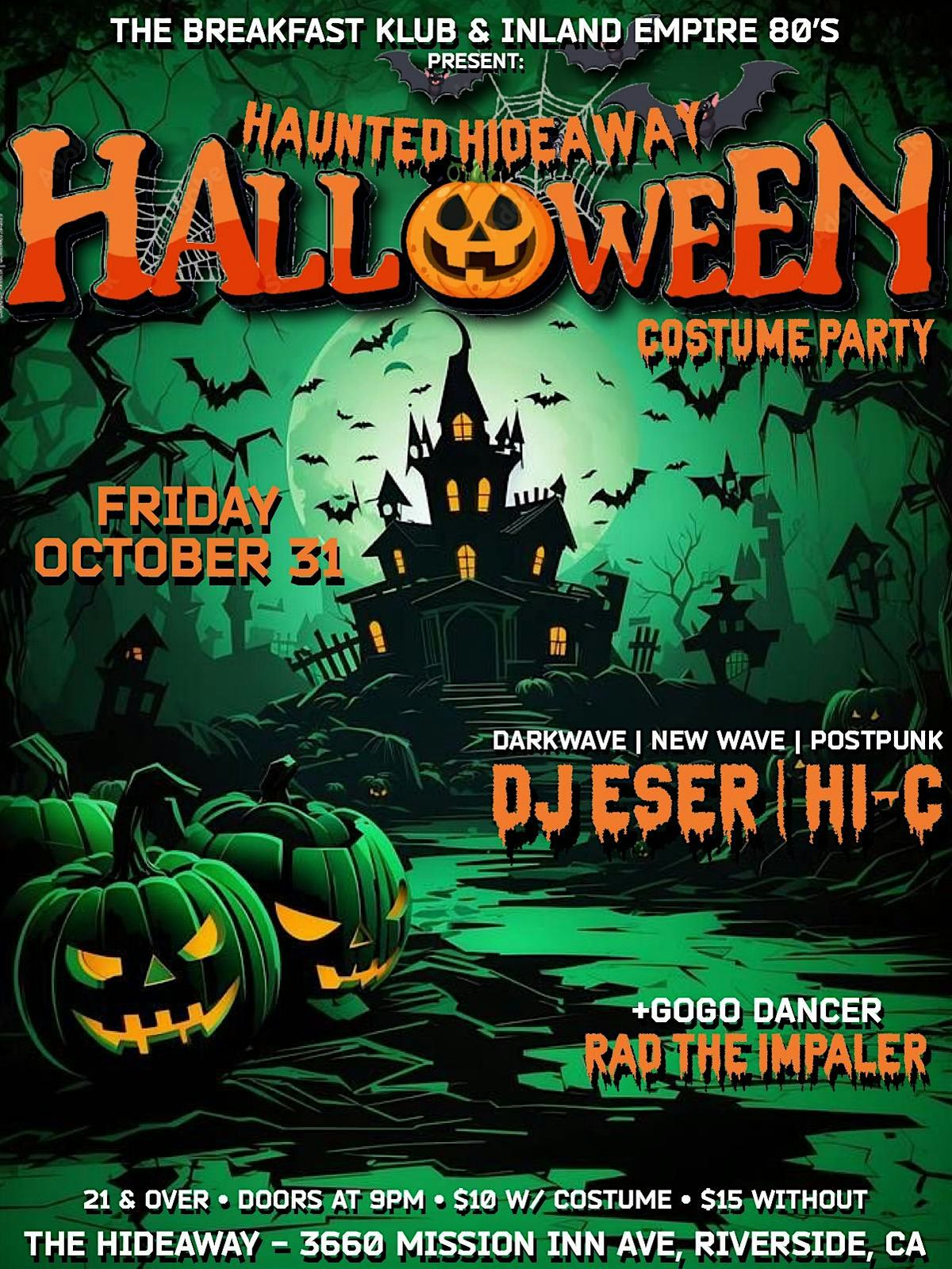 Halloween Party at The Hideaway Riverside!