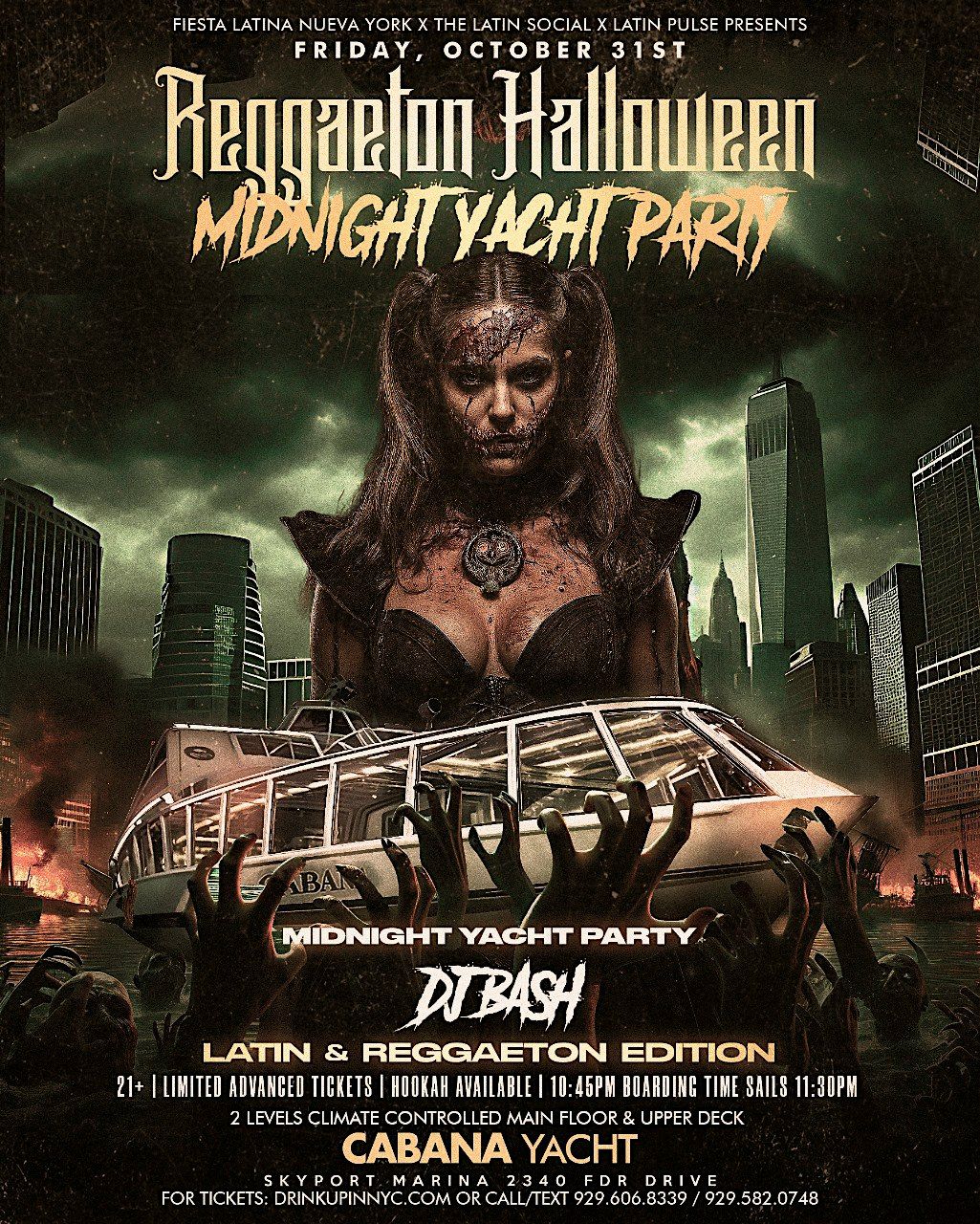 10\/31 REGGAETON HALLOWEEN | MIDNIGHT YACHT PARTY @ CABANA YACHT